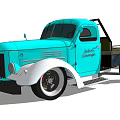 Vintage Blue Classic Truck With Retro Design And Old Fashioned Features