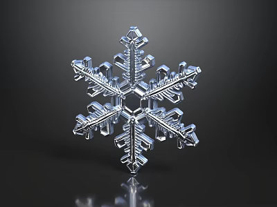 Stunning Transparent Snowflake Crystal With Intricate Symmetrical Structure And Details 3d model