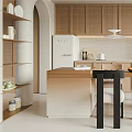 Modern Kitchen and Dining Room Interior Design With Wooden Cabinets Island Counter And Pendant Lights