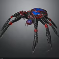 Decorative Spider With Blue Red Patterns And Black Legs Featuring Red Spots