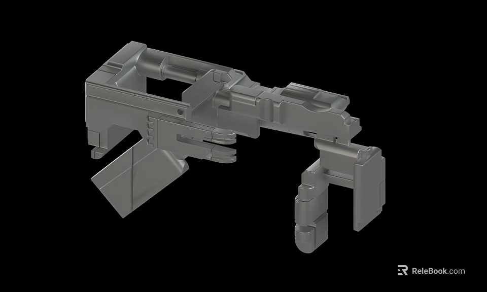 Gray Mechanical Structural Component 3D Rendering Featuring Detailed Engineering Design Elements 3d model 