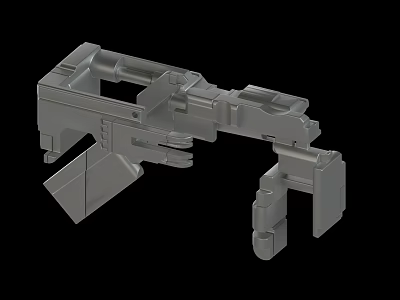 Gray Mechanical Structural Component 3D Rendering Featuring Detailed Engineering Design Elements 3d model