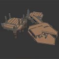 Ancient Architecture 3D Model with Multiple Roofs Columns and Wooden Structure