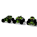 Green Building Blocks Three Creative Assembled Four Wheeled Toy Vehicle Models 3d model