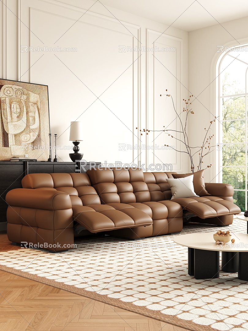 Mid-ancient style sofa coffee table combination 3d model