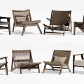 Various Styles Modern Leisure Chairs With Wooden Frame Rattan Details And Comfortable Cushions