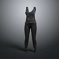 Stylish Women's Patterned Tank Top With High Waisted Black Leggings Outfit