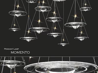 Modern Stylish Pendant Lights With Multiple Hanging Circular Frames And Glowing Glass Shades 3d model