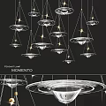 Modern Stylish Pendant Lights With Multiple Hanging Circular Frames And Glowing Glass Shades 3d model