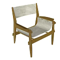Two Modern Leisure Chairs With Wooden Frame And Light Fabric Seat Backrest