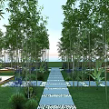 Serene Bamboo Garden With Stone Path Lush Lawn And Seating Area