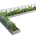 Lush Plant Combination in Concrete Planter with Glass Railing Green Foliage and White Flowers