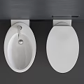 Modern Bathroom Interior Featuring Wall Mounted White Toilet And Bidet On Gray Wall