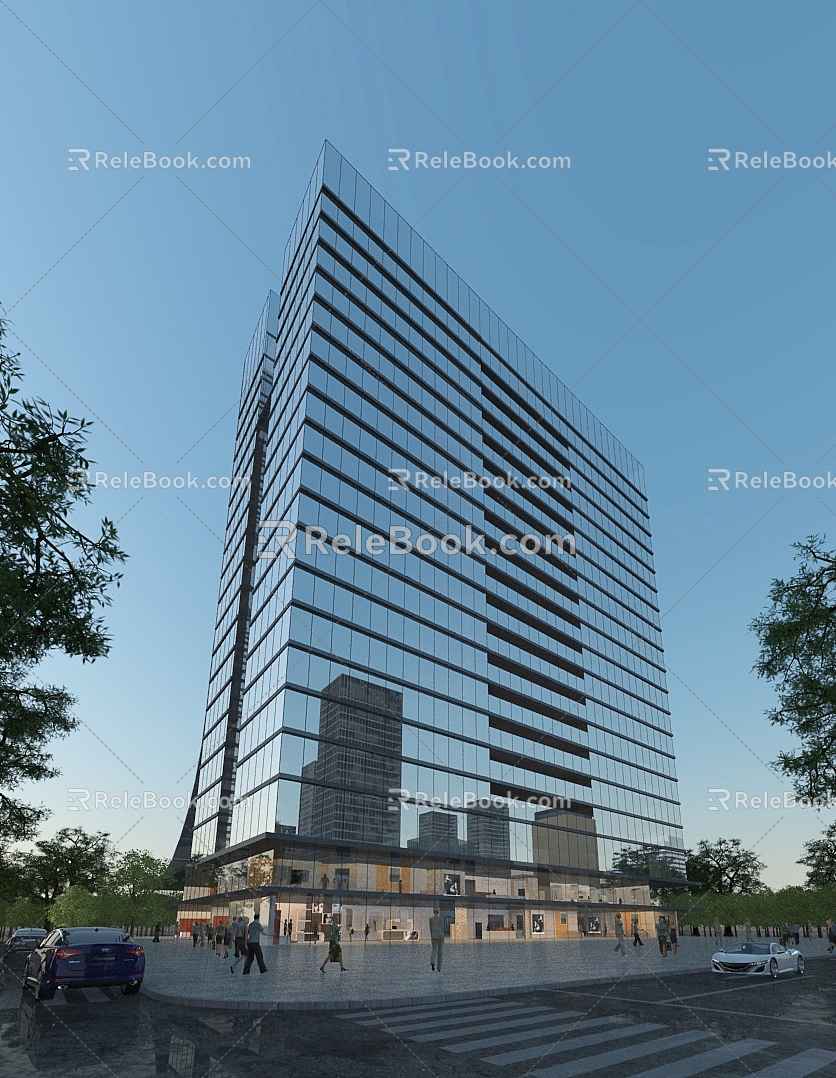 Modern office building high-rise public building 3d model