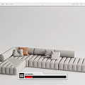 Modern Gray Sectional Sofa With Orange And Gray Cushions Comfortable Seating 3d model