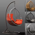 Modern Woven Hanging Chair With Metal Frame And Colorful Cushion Options