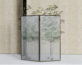 Modern Screen Plant Green Plant Vase Flower Pot Sharman Screen 3d model