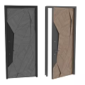 Modern Style Swing Doors With Gray And Beige Color Geometric Pattern Design And Black Frame