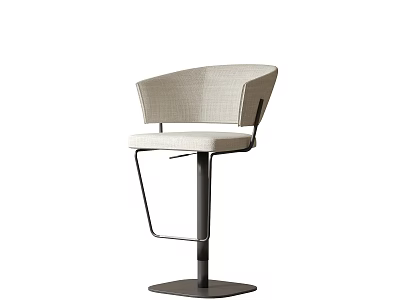 Modern Beige Woven Seat Bar Stool With Black Metal Minimalist Frame Design 3d model