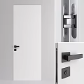 Modern White Swing Door with Black Handle and Sleek Metal Hardware Design