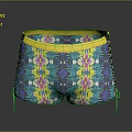 Vibrant Floral Men's Underwear With Yellow Waistband Blue Base And Side Lace Up Detail