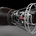 Detailed Cylindrical Rocket Engine Component With Metal Pipes Framework And Mechanical Parts