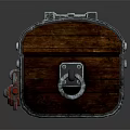 Wooden Chest With Metal Accents Corners Red Lock And Decorative Rings