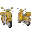 Two Vintage Yellow Bicycles With Storage Box On Gray Background