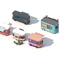 Multiple Colorful Food Trucks In Various Styles With Mobile Vending Windows And Roof Equipment