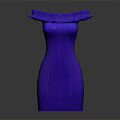 Fashionable Blue Fitted Dress With Ruffled Collar And Elegant Silhouette