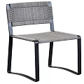 Modern Leisure Chair With Woven Seat Backrest And Black Metal Armrest Frame