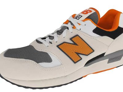 White And Orange New Balance Sneakers With Gray Mesh Upper And Rubber Sole 3d model