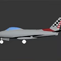Silver Model Airplane With Red Nose Transparent Cockpit Checkered Tail Fin White Wings And Gear