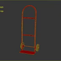 Red Metal Hand Truck With Sturdy Frame Wheels And Platform Base
