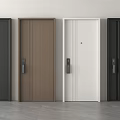 Modern Security Doors In Multiple Colors With Different Panel Designs And Door Locks 3d model