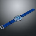 Stylish Blue Strap Wristwatch With Round Dial And Metal Buckle Design