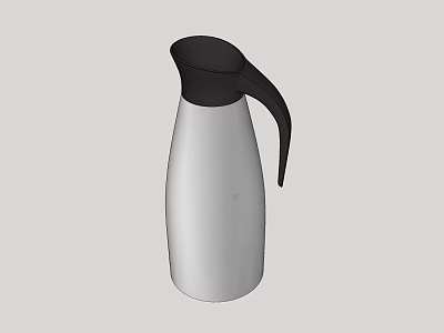 Silver Thermos Flask with Black Lid and Handle for Daily Electrical Appliance Use 3d model