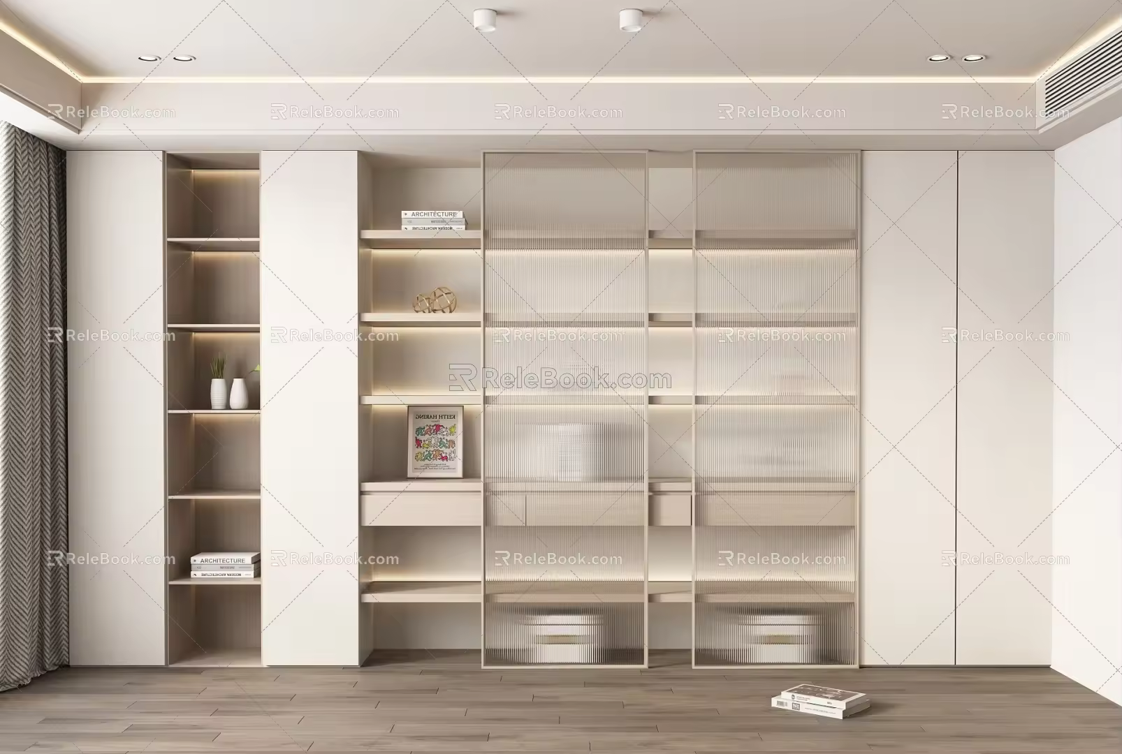 Modern Bookcase Cream Bookcase 3d model
