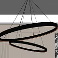 Modern Double Ring Metal Chandelier With Illuminated Circular Design In Minimalist Interior Space