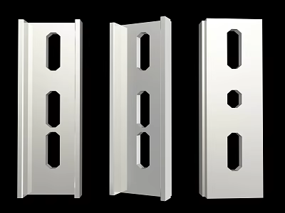 White Metal Shelf Posts With Multiple Holes For Storage Solutions 3d model