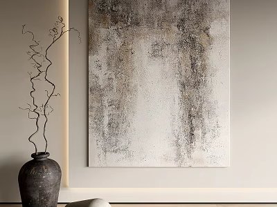 Abstract Wall Art And Decorative Vase In Minimalist Home Decor 3d model