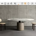 Modern round dining table and chair combination 3d model