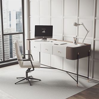 Modern desk chair desk chair combination 3d model