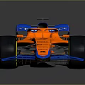 Orange And Blue Formula 1 Racing Car With Aerodynamic Design And Black Tires