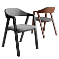 Modern Dining Chairs With Black And Wooden Frames And Comfortable Gray Cushions 3d model