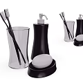 Modern Black and White Bathroom Accessories Including Toothbrushes Holders Dispensers and Soap Dishes