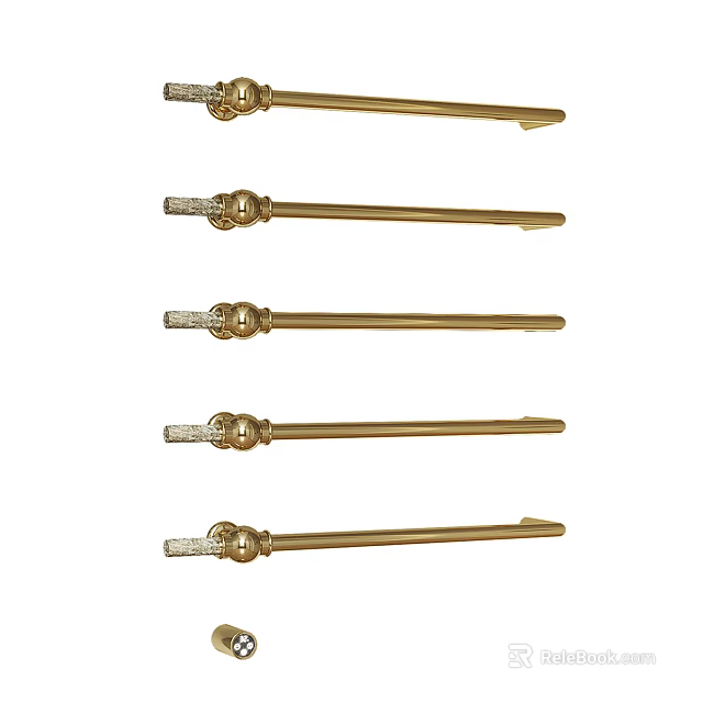 Golden Metal Towel Bars With Decorative Ball Ends For Home Bathroom Use 3d model 