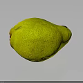 Ripe Yellow Pear With Speckled Skin On Dark Reflective Surface