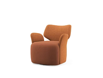 Nordic Creative Alien Sofa Chair Retro Fabric Casual Chair Middle Cream Style Orange Sofa 3d model