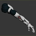 Mechanical Arm As Artificial Organ With Hair Like Textures And Green White Design